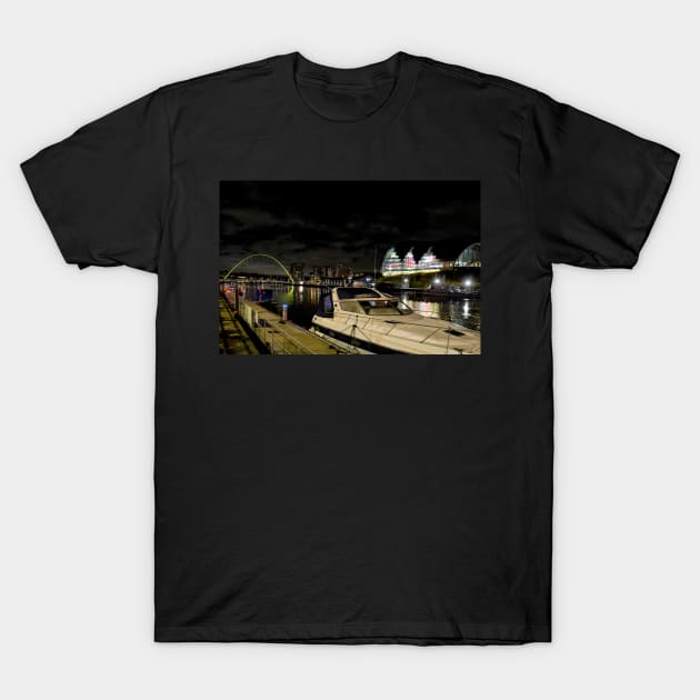 Newcastle Quayside at Night T-Shirt by Violaman